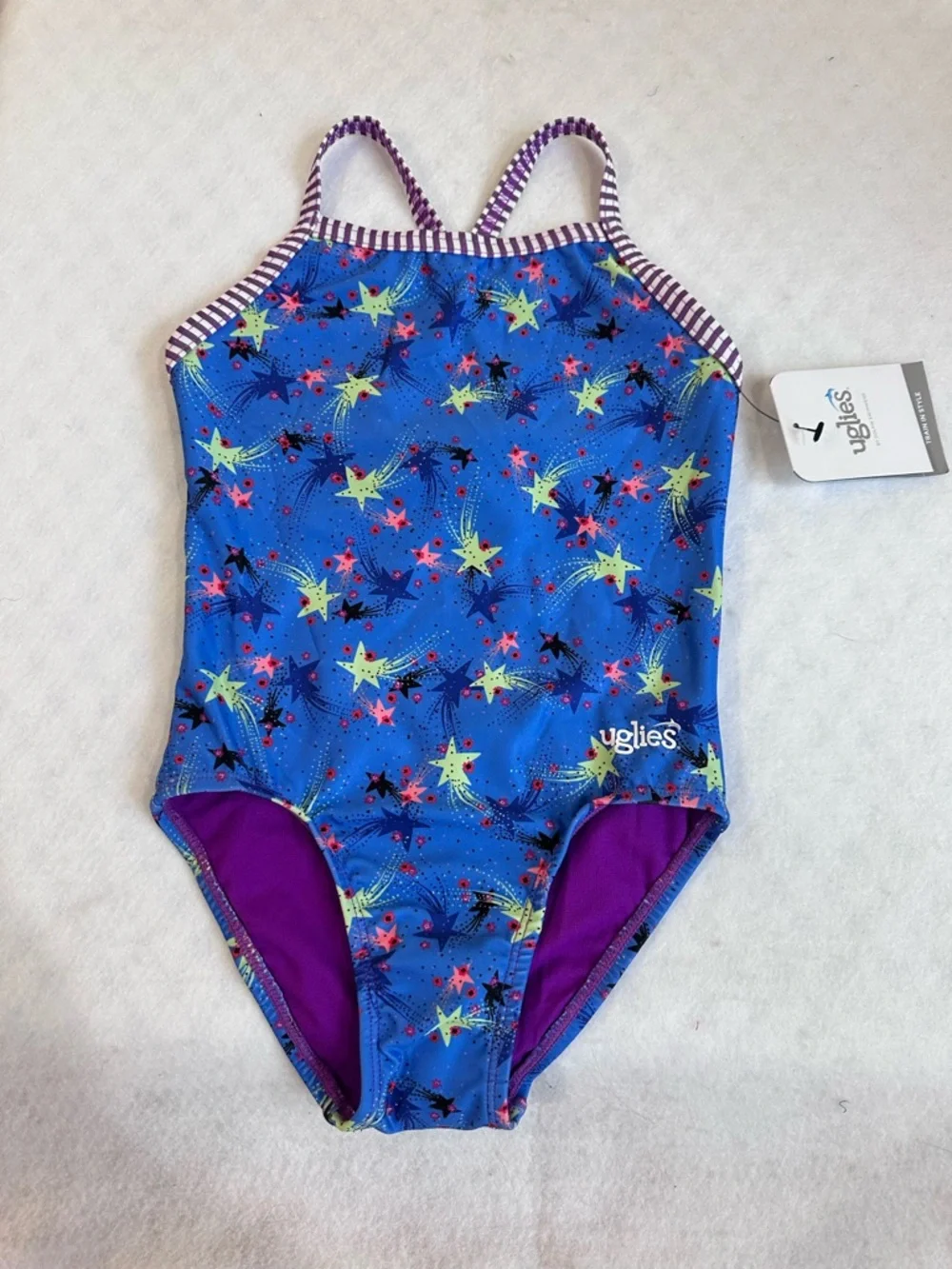 Girls' Blue Star Print One-Piece Uglies Swimsuit
